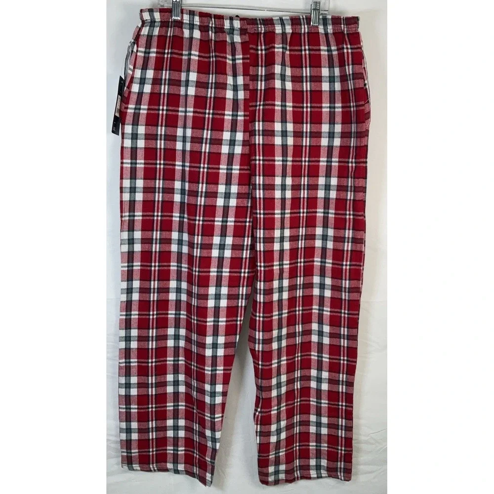 NWT Men's Northwest Blue Flannel Plaid Lounge Pants Sleepwear Red & White XXL